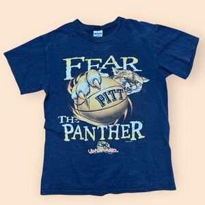 Pitt Panthers Basketball T Shirt Y2K Small Blue Vtg 2000s Pittsburgh